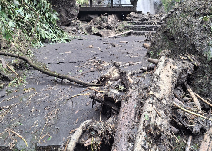 Dampak Banjir Lumpur, Kawasan Wisata Baturraden Banyumas Dipenuhi Pasir dan Ranting