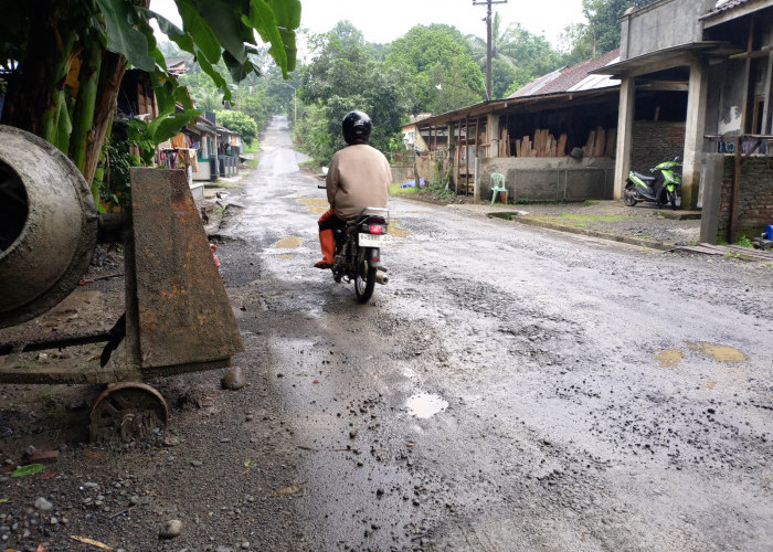 Ruas Jalan Kabupaten di Desa Slinga Purbalingga Rusak Parah