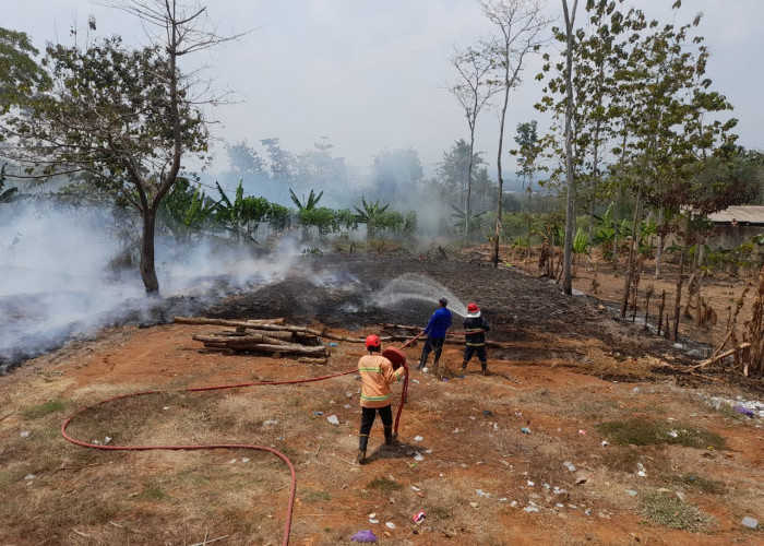 Lahan Tempat Pembuangan Limbah Serbuk Aren di Wanareja, Cilacap Terbakar