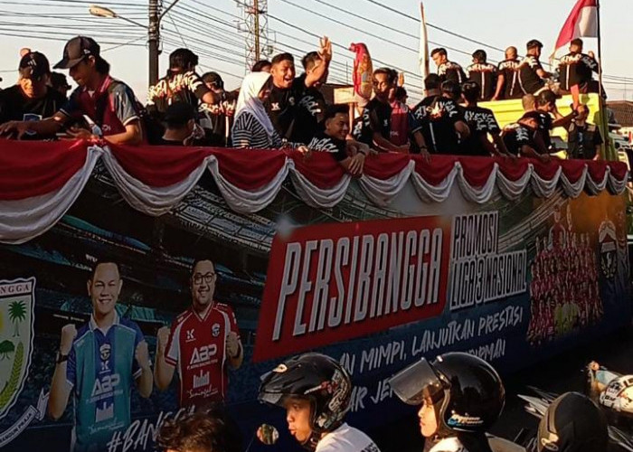 Ribuan Suporter Arak Persibangga Keliling Kota, Promosi Liga 3 Disambut Meriah
