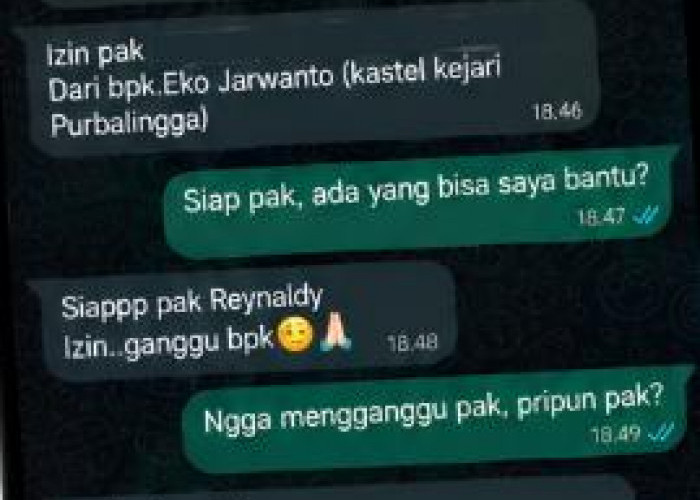 Waspada Penipuan Catut Nama Kasi Intel Kejari Purbalingga, Modusnya Minta Uang Mengatasnamakan Kajari