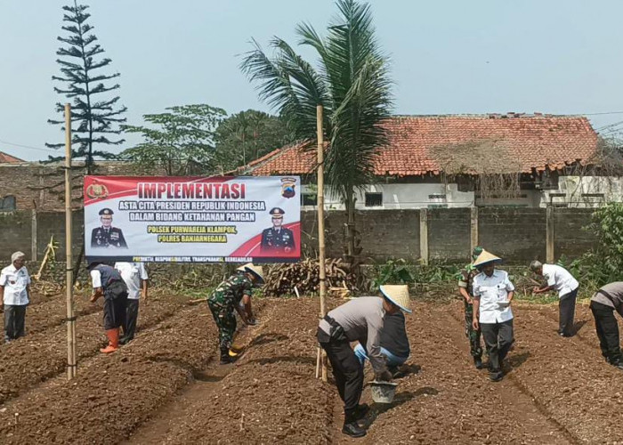 Polsek Purwareja Klampok Ubah Lahan Parkir Jadi Lahan Produktif Dukung Ketahanan Pangan Nasional