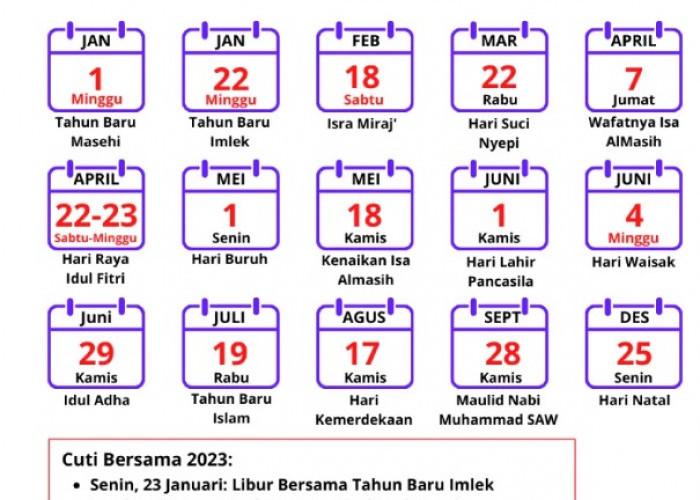 Daftar Tanggal Cuti Bersama dan Tanggal Merah Tahun 2023, Termasuk Saat Imlek, Bikin Jadwal Liburan