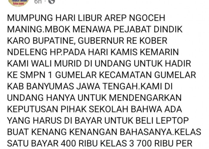 Viral Dugaan Pungutan di SMP N 1 Gumelar, Begini Penjelasan Dindik dan Kepala Sekolah