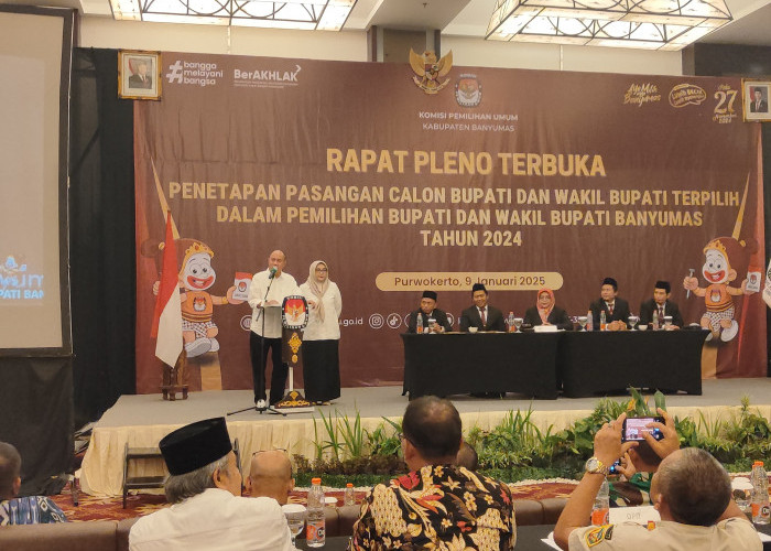 KPU Banyumas Tetapkan Sadewo-Lintarti Sebagai Bupati dan Wakil Bupati Terpilih 