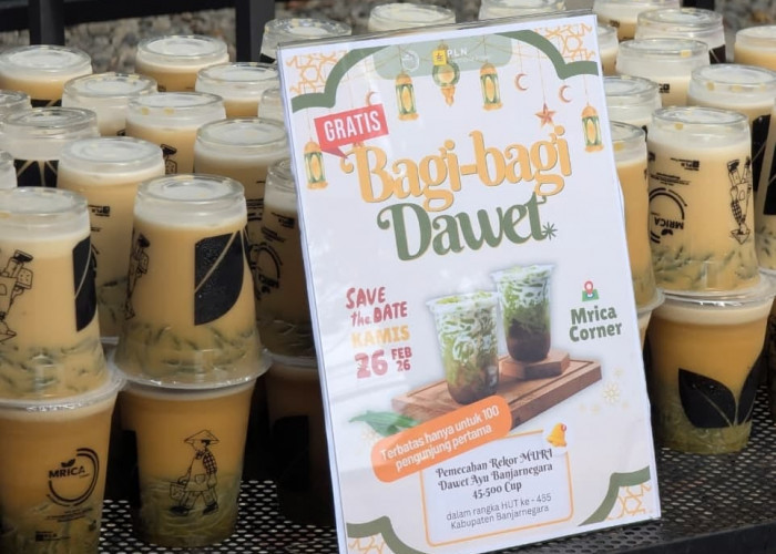 Serentak 45.500 Cup Dawet Ayu Pecahkan Rekor MURI, PLN IP UBP Mrica Bagi Takjil di Mrica Corner