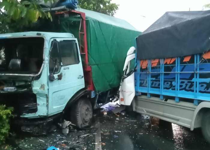 Jalanan Menurun dan Hujan, 3 Truk Terlibat Kecelakaan Beruntun di Ajibarang