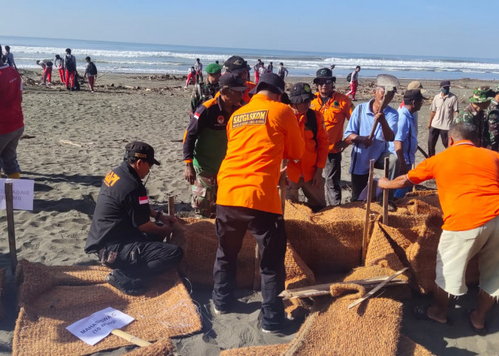 Langganan Abrasi Pantai, 150 Bronjong Sabut Kelapa Dipasang di Pantai Sodong  Cilacap