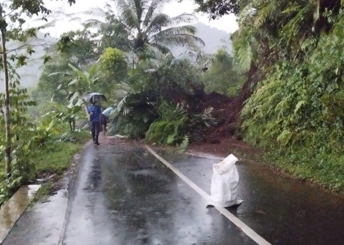Longsor Tutup Jalan Kabupaten di Desa Melung Kedungbanteng