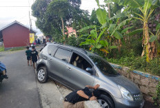 Panik Hindari Sepeda Motor, Grand Livina Masuk Saluran Irigasi di Grecol Purbalingga