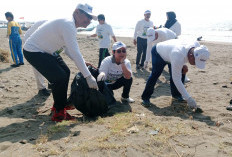 Ratusan Masyarakat Cilacap Lakukan Bersih-Bersih Pantai Teluk Penyu dan Lepas Tukik ke Laut
