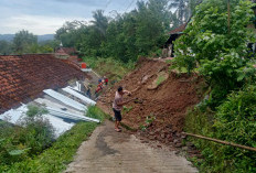 Turap Sepanjang 25 Meter di Desa Cisalak Longsor, Jalan Desa Tertutup Material